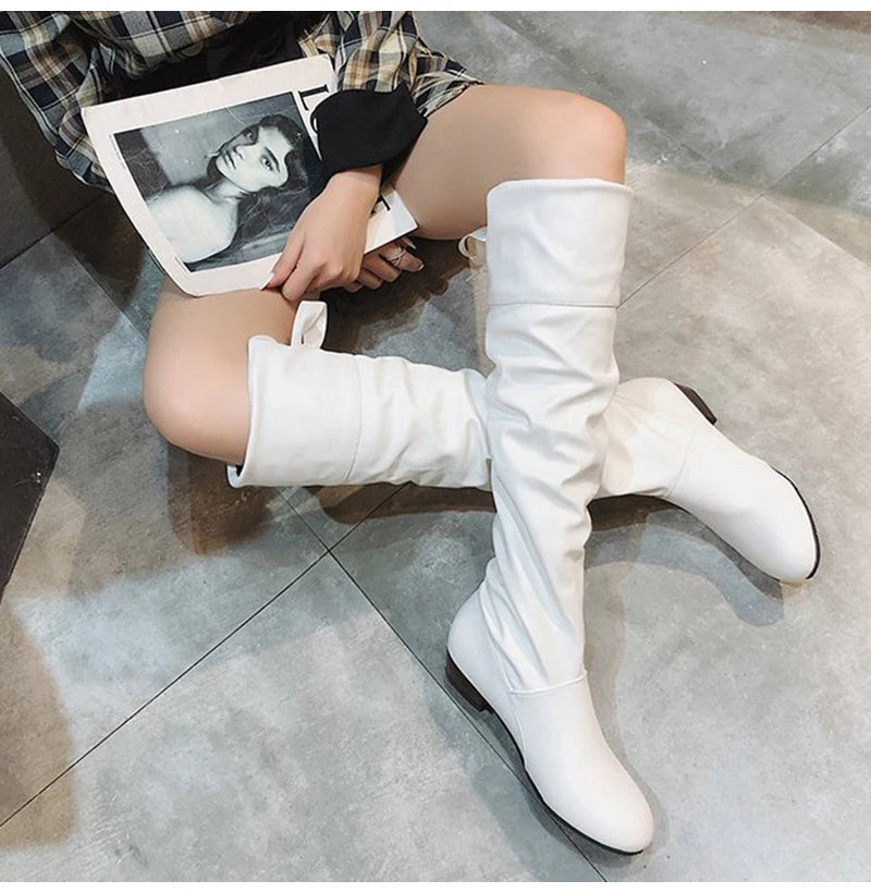 Shoes For Women Spring Knee High Boots Red Black White Tall Boots