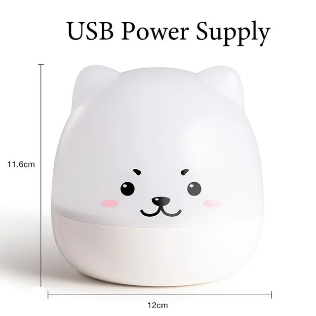 Cute Bear Music Box Night Light Rotatable Bedside Lamp Kids Gifts USB Rechargeable