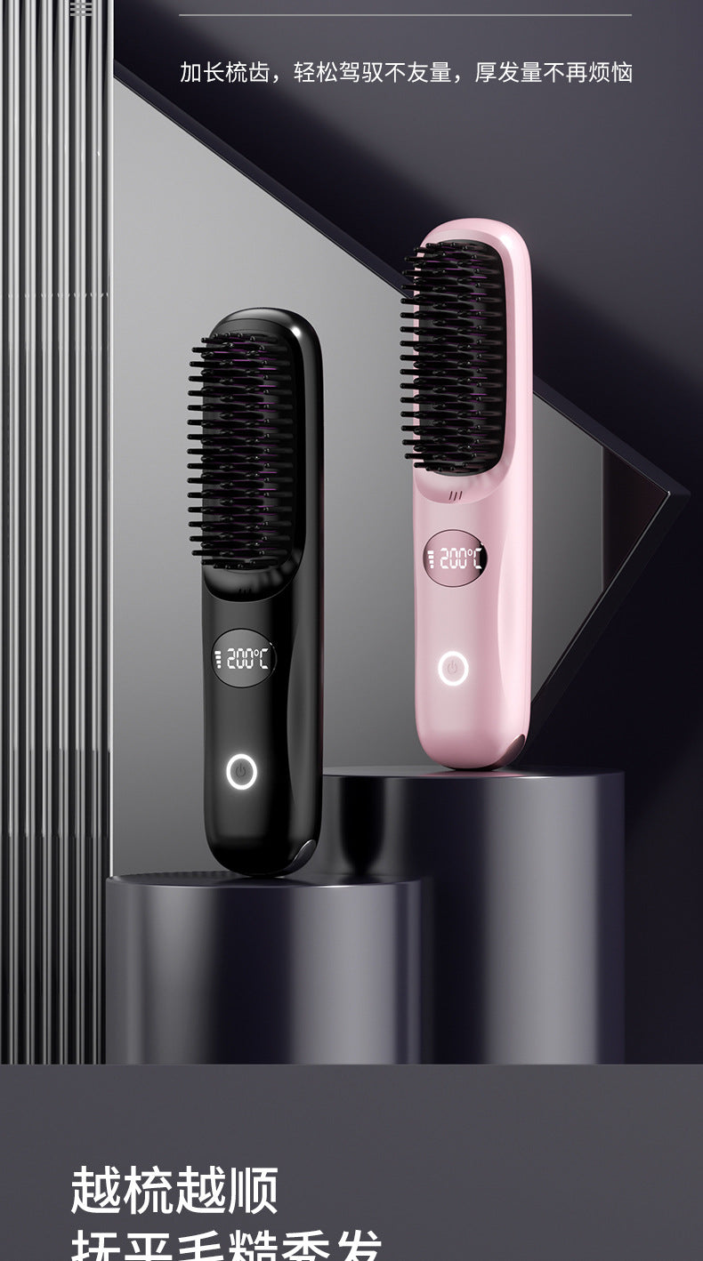 Wireless Hair Straightening Comb Portable Ionic Hair Protector for Home & Travel