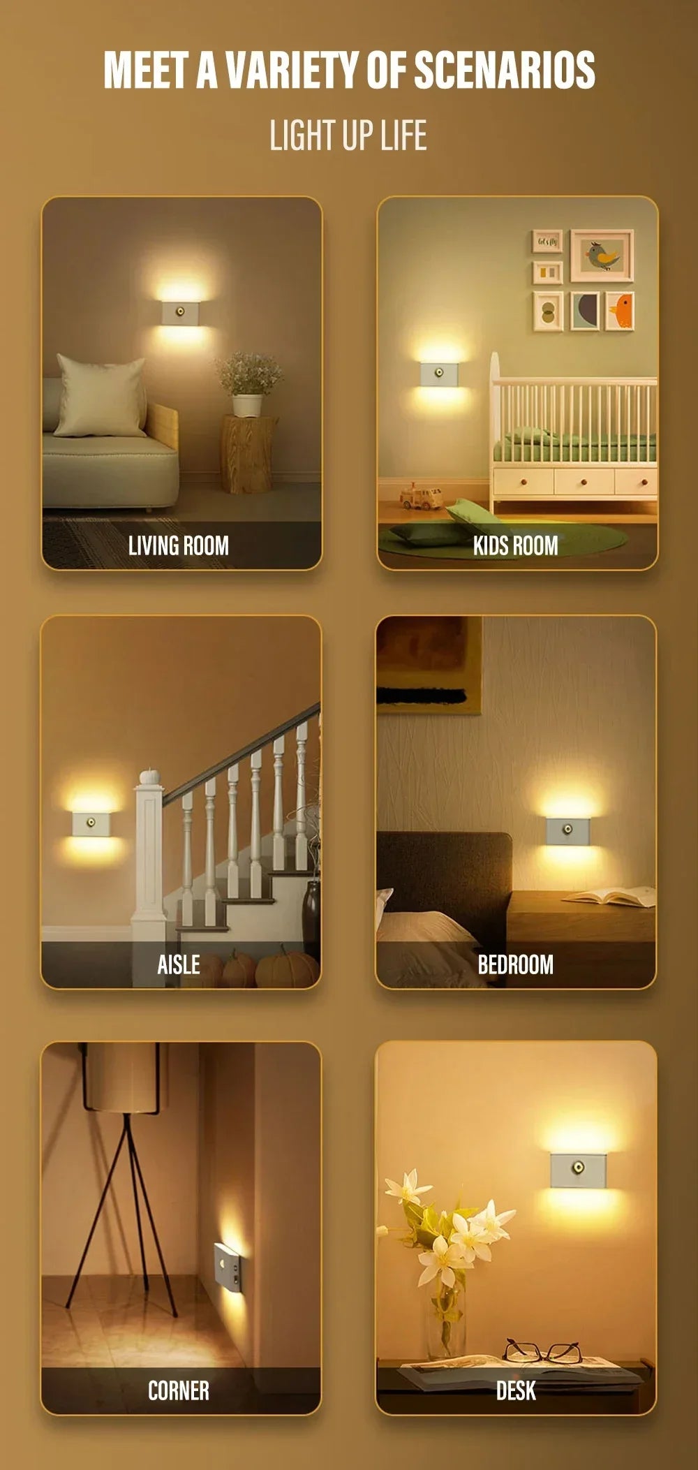 LED Induction Night Light Wireless  Wall Light Bedroom & Bathroom Night Light