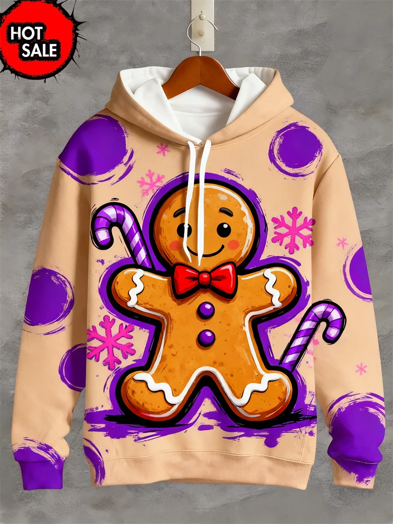 Christmas Man Hoodie Fashion Gingerbread Man 3D Print Sweatshirts