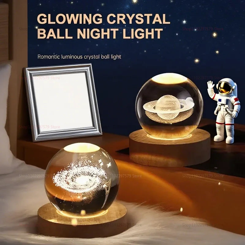 Creative Glowing Crystal Ball Desktop Ornament Starry Sky Light