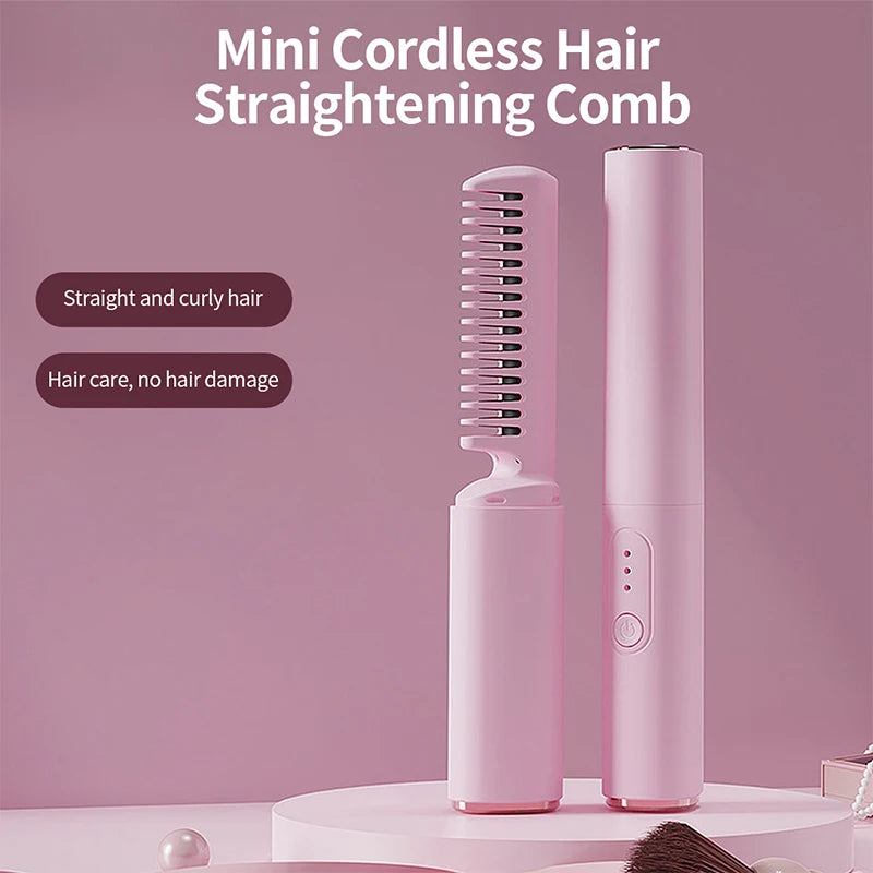 Hair Straightener Comb Wireless Mini Salon Styling