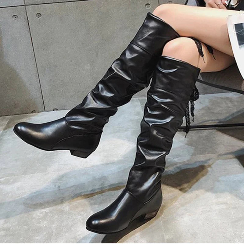 Shoes For Women Spring Knee High Boots Red Black White Tall Boots