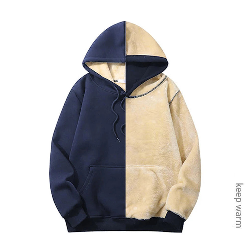 Winter Warm Thicken Hoodies Men Lambswool  Sweatshirt