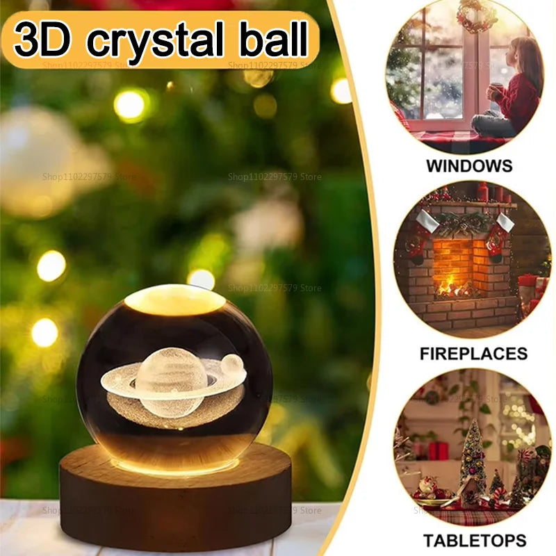 Creative Glowing Crystal Ball Desktop Ornament Starry Sky Light