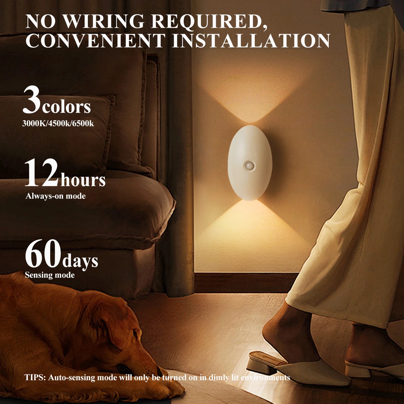 LED Wall Lamp USB Charging Human Body Induction Night Light