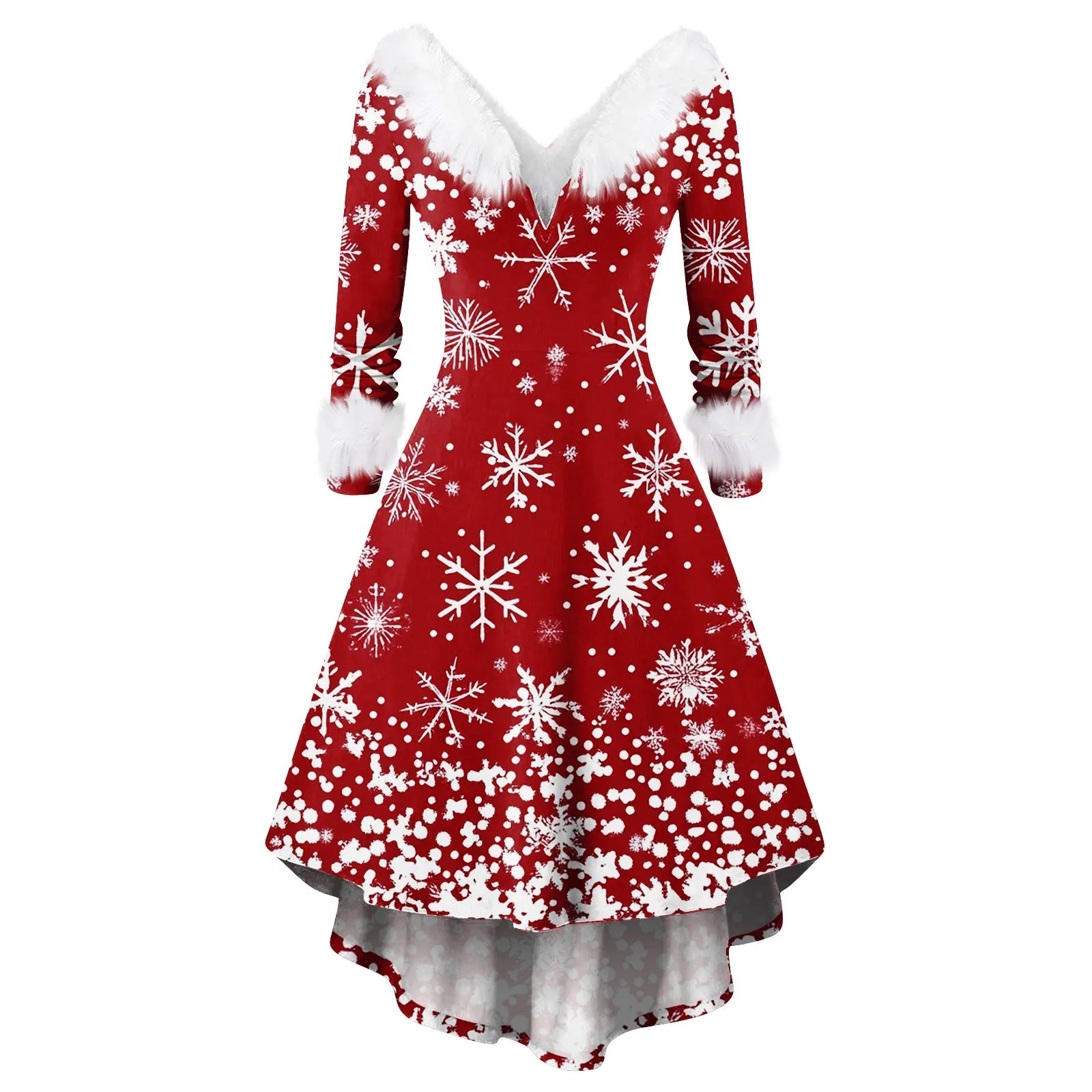 Winter Ladies' Christmas Printed Dress Party Dress Festive Vintage