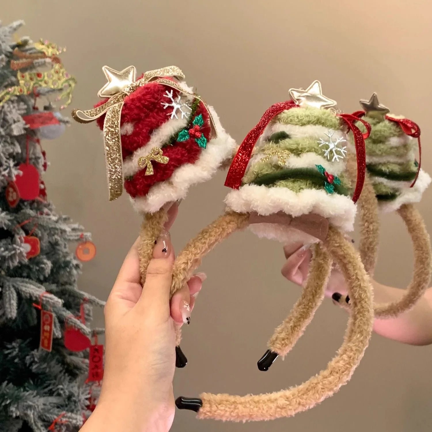 Cute Christmas Plush Headband Gift Christmas Tree Headwear