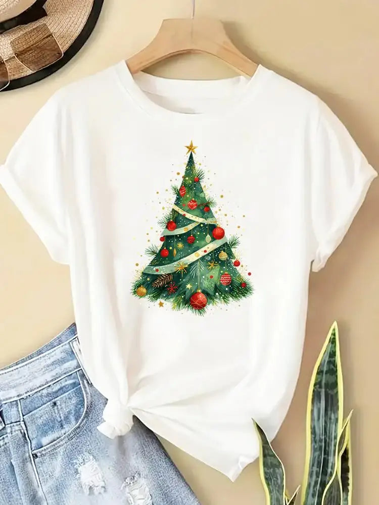 New Year Women Merry Christmas Clothes Top Tees Holiday