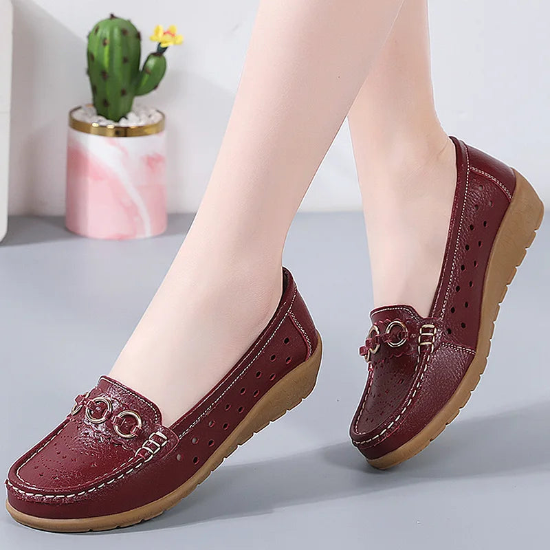 Woman Shoes Breathable Leather Shoes For Women Low Heels