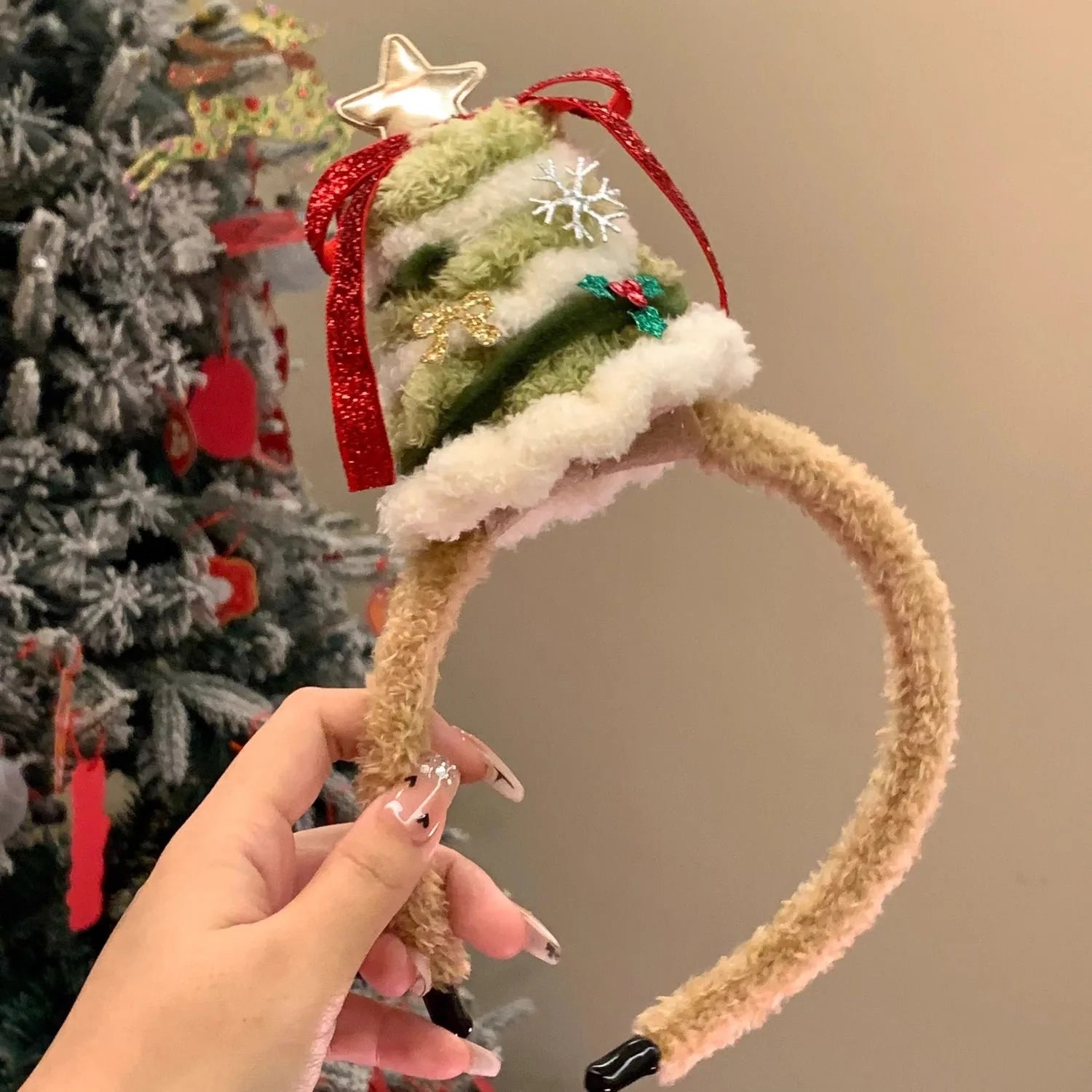 Cute Christmas Plush Headband Gift Christmas Tree Headwear