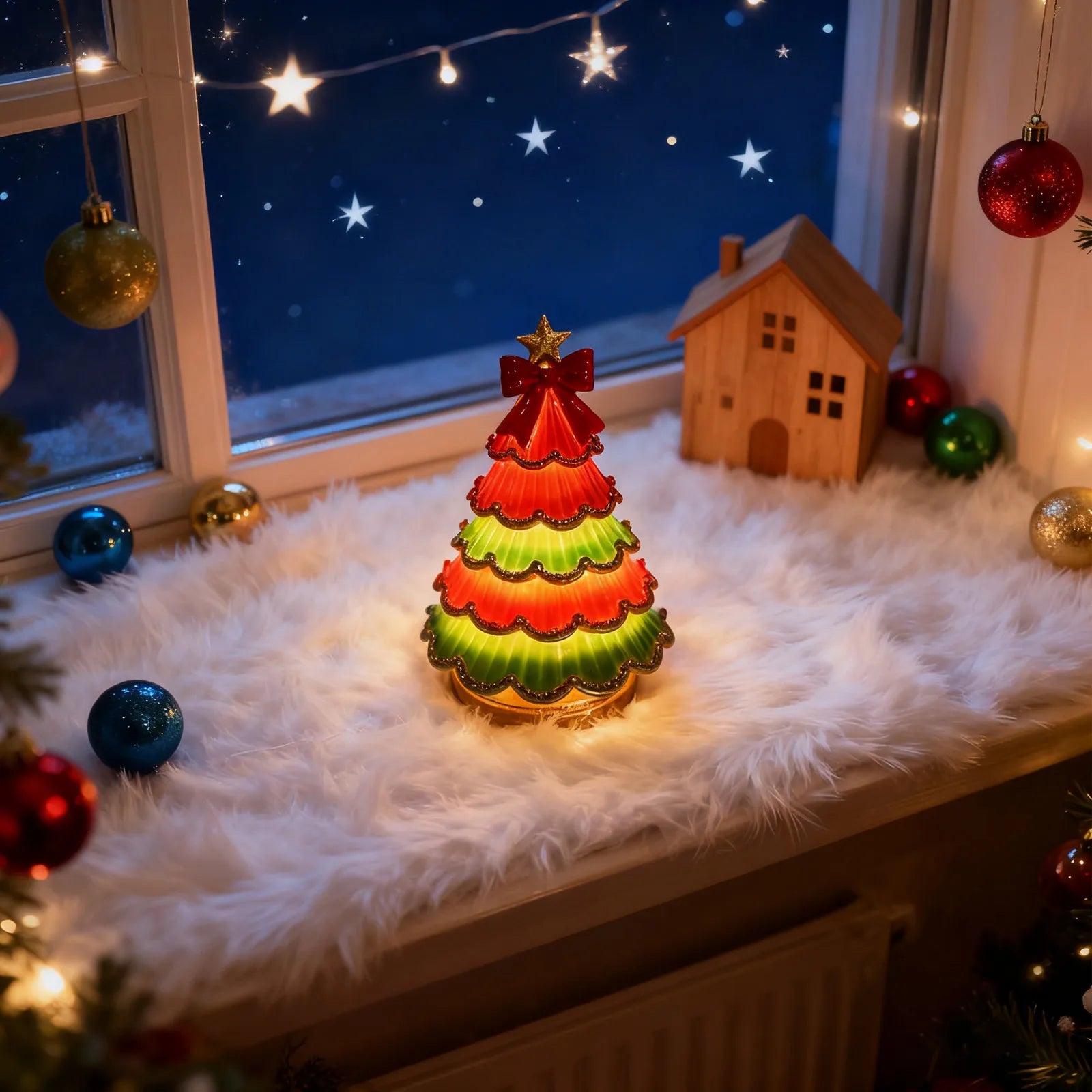 Christmas Tree Lights Battery Led Mini Accent Ornament Tabletop Centerpiece For Home Display Office Decoration