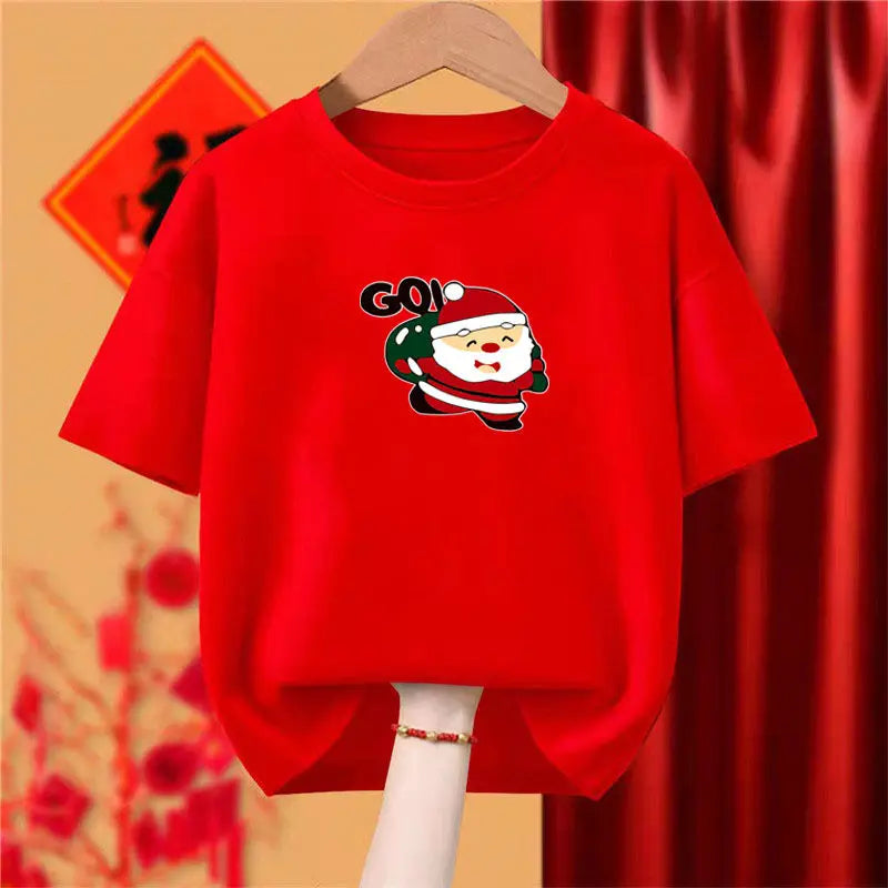 Women Clothing Fashion Christmas Elk Pure Cotton T-shirt Spring Summer Casual