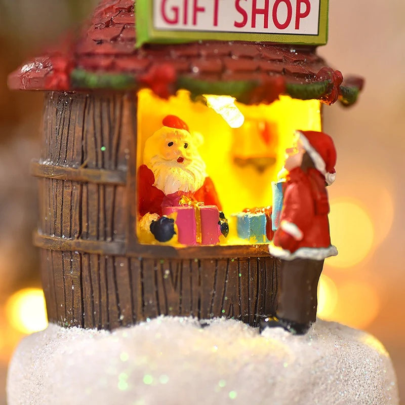 Christmas Resin Small House Santa Ornaments Christmas Decorations Gifts