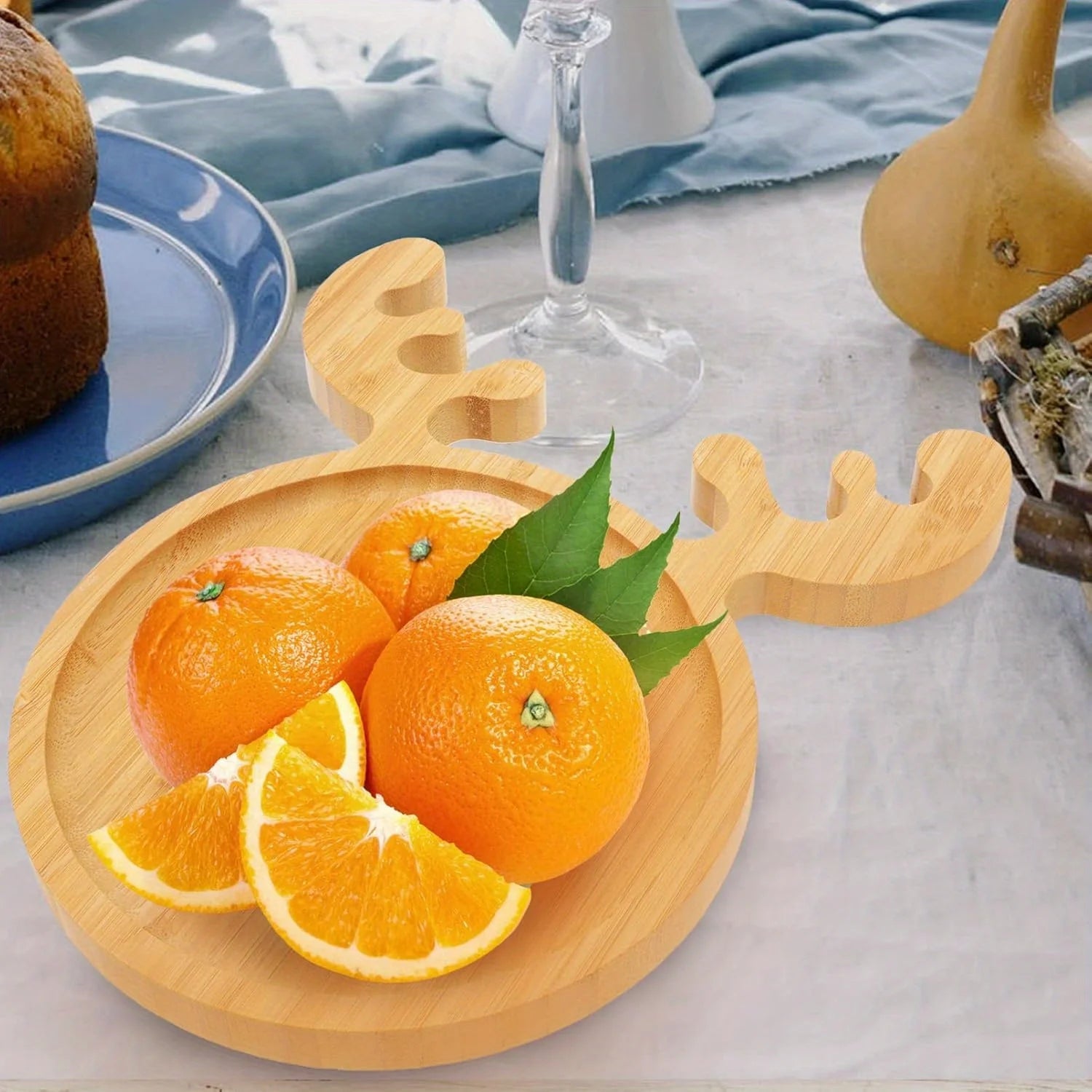 Christmas Charm Wooden appetizers, snacks, desserts and sweets, festive reindeer, tree