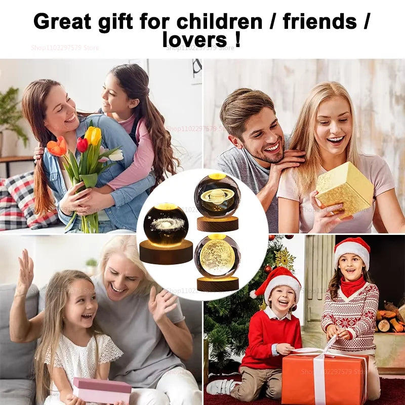 Creative Glowing Crystal Ball Desktop Ornament Starry Sky Light