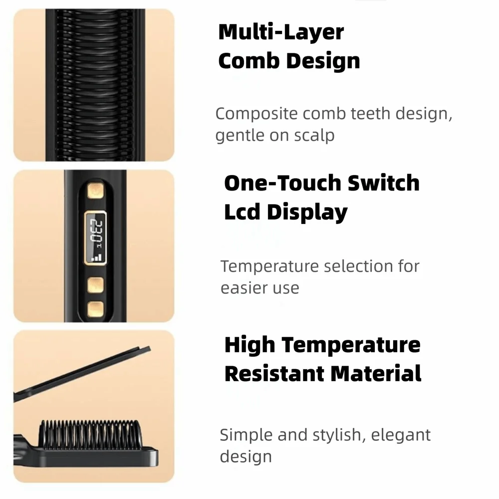 Anti Scald Electric Hair Straightening 2 in 1  Comb