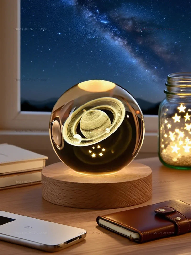 Creative Glowing Crystal Ball Desktop Ornament Starry Sky Light
