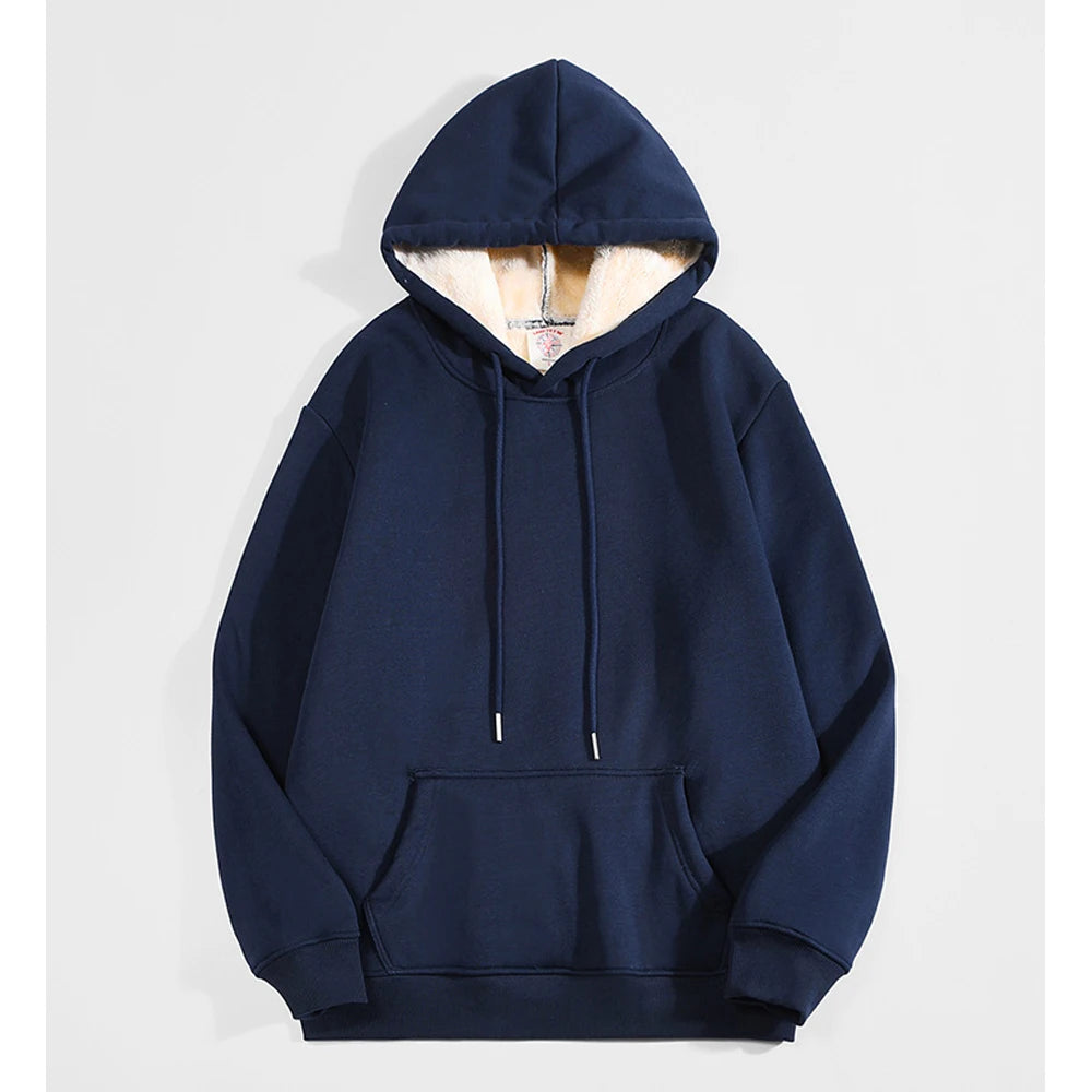 Winter Warm Thicken Hoodies Men Lambswool  Sweatshirt