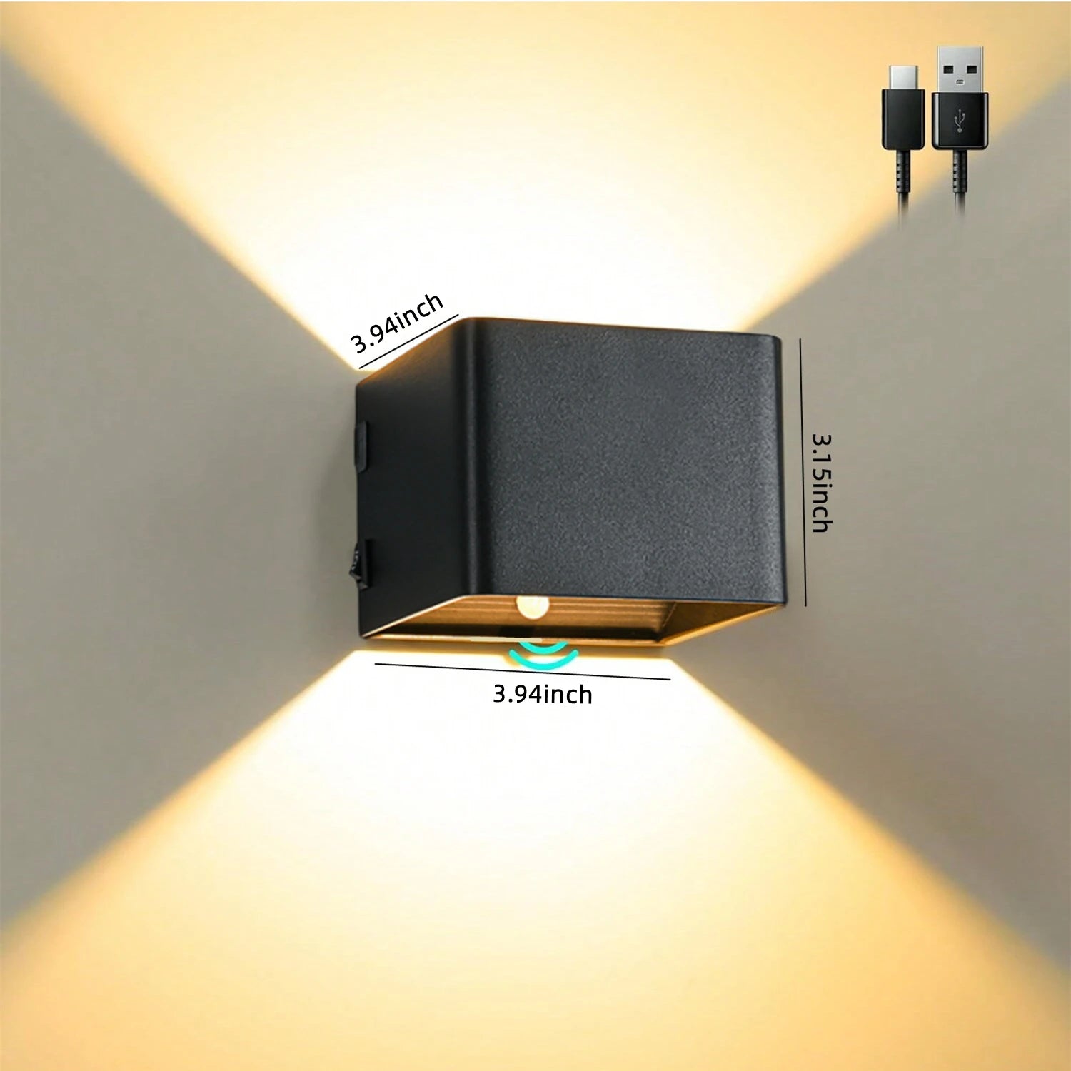 Wiring-Free Rechargeable Wall Lamp 1-Piece Set