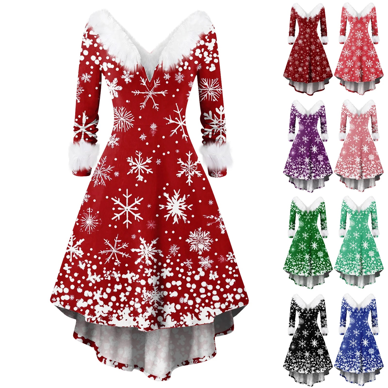 Winter Ladies' Christmas Printed Dress Party Dress Festive Vintage