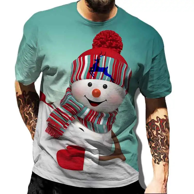 Men' Top Merry Christmas Graphic Man Santa Claus 3D Print Tshirt