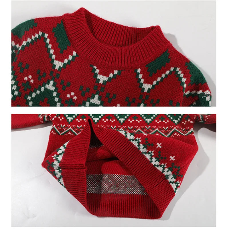 Elegant Girls Christmas Sweater with Scarf For Child New Year Knitted Clothing for Babies Kids