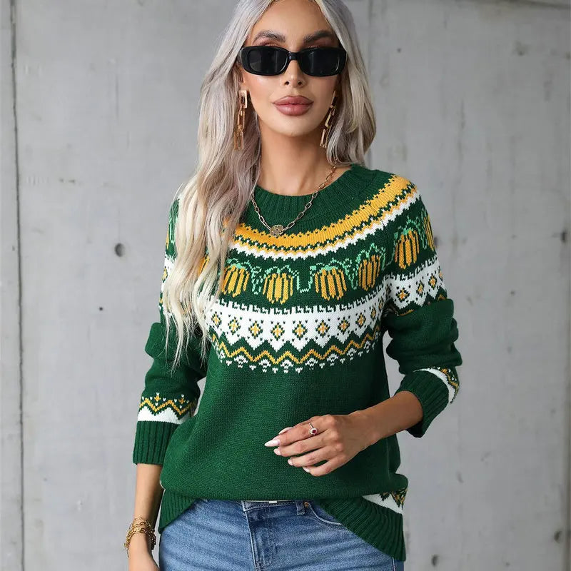 Women Casual Sweaters Christmas Knitwear Tops Female Long Sleeve