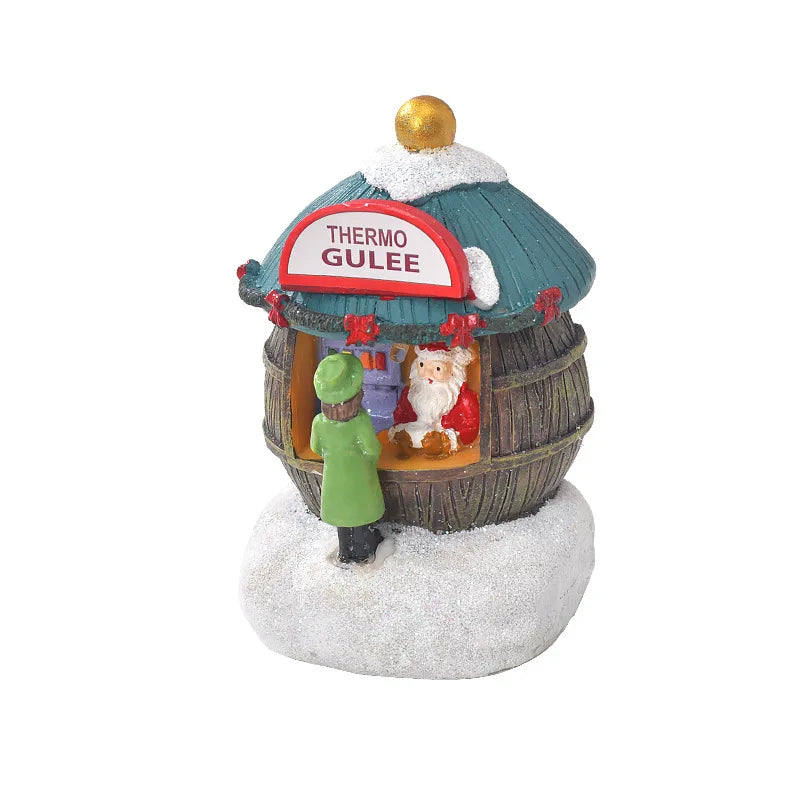 Christmas Resin Small House Santa Ornaments Christmas Decorations Gifts