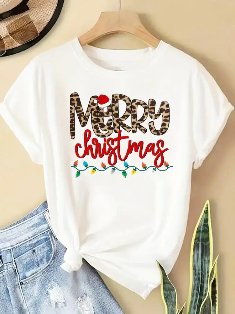 New Year Women Merry Christmas Clothes Top Tees Holiday