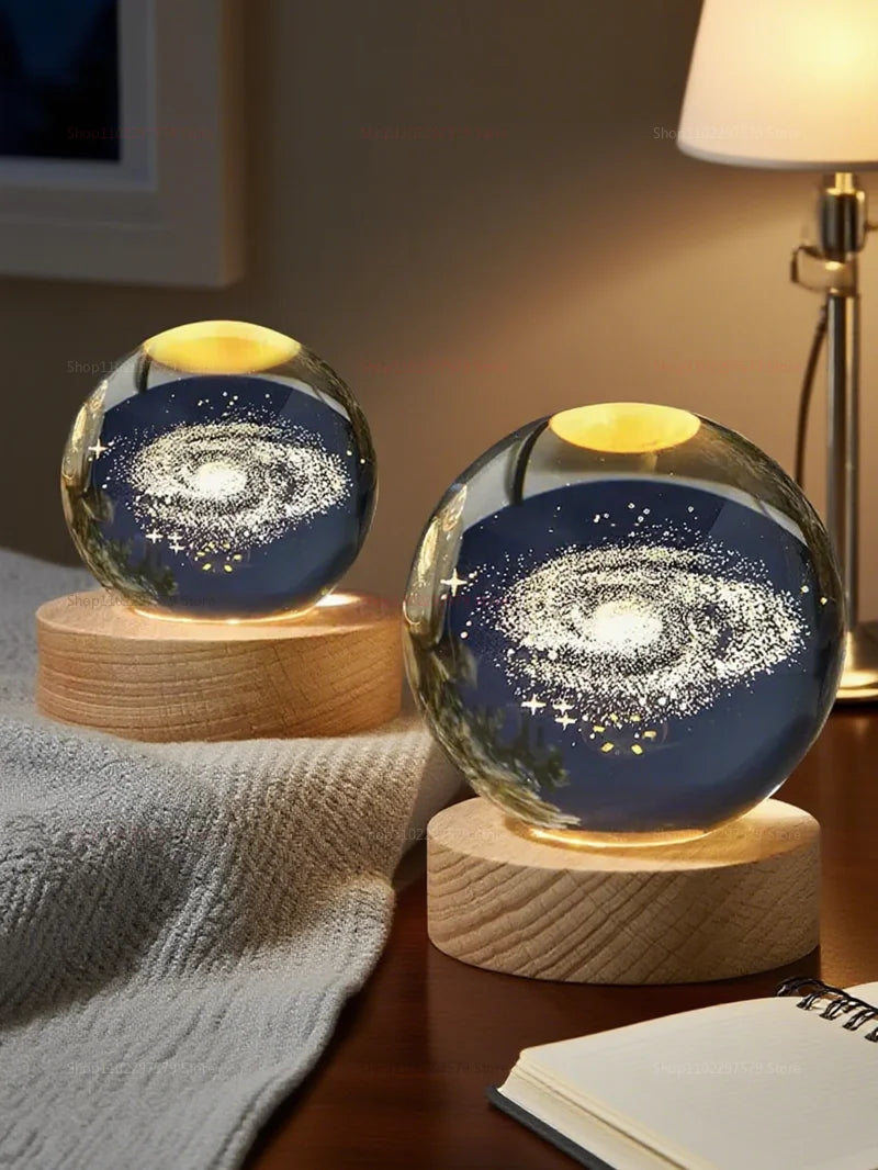Creative Glowing Crystal Ball Desktop Ornament Starry Sky Light