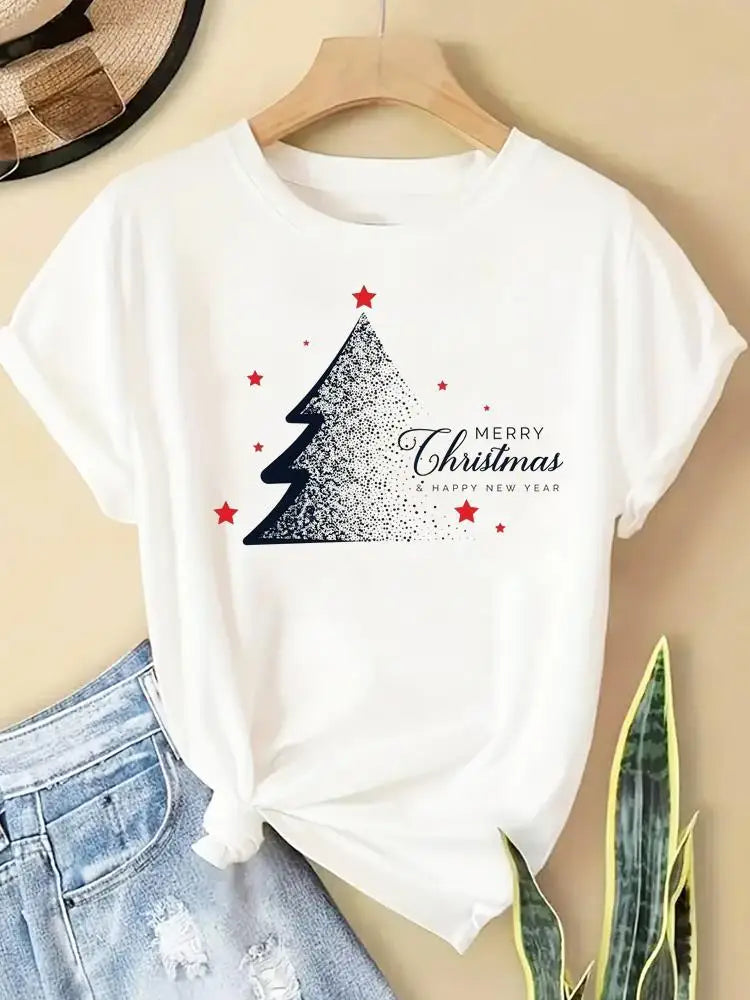 New Year Women Merry Christmas Clothes Top Tees Holiday