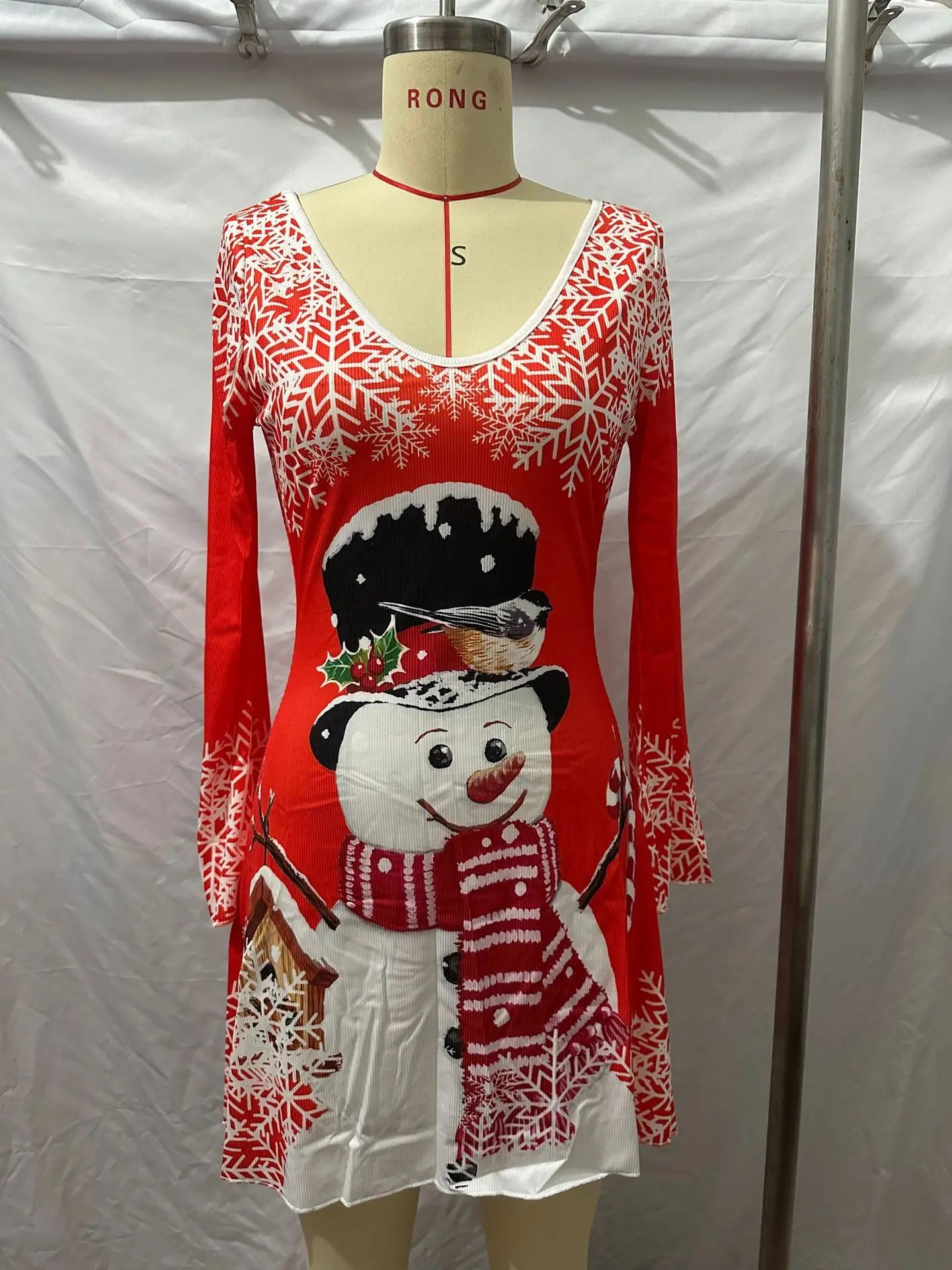 Fashion Christmas Dress For Women Casual Print Long Sleeve