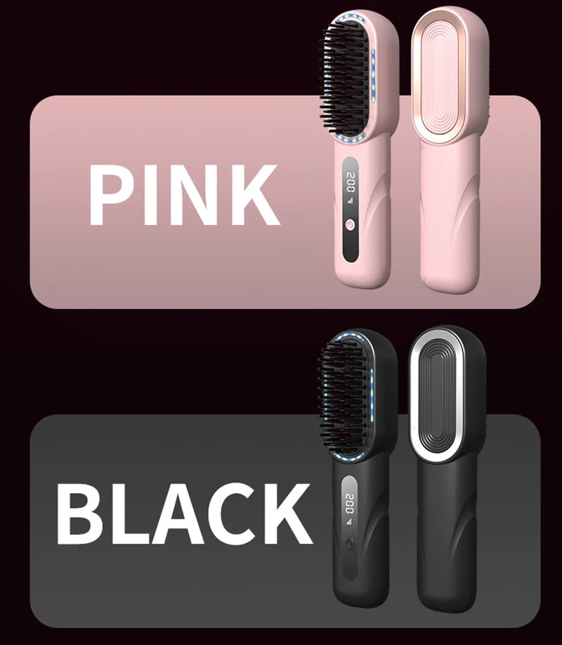 Wireless Straight Curling Hair Comb Heating