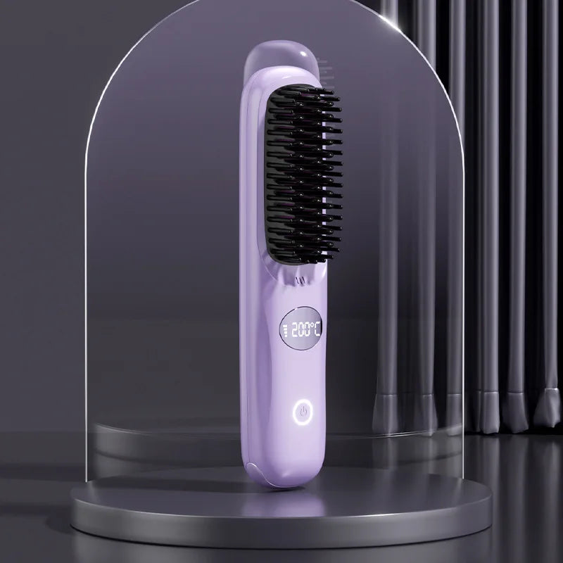 Wireless Hair Straightening Comb Portable Ionic Hair Protector for Home & Travel