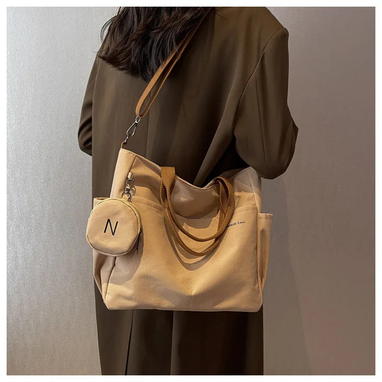 Spring new Korean-style casual fashionable canvas tote bag for women