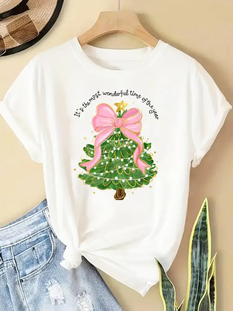 New Year Women Merry Christmas Clothes Top Tees Holiday