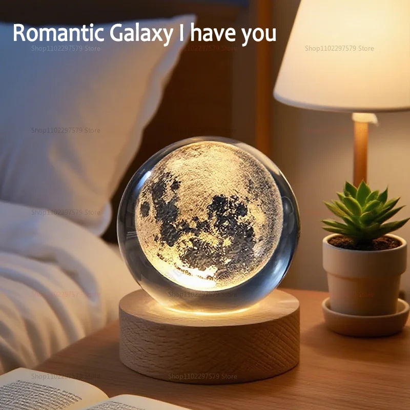 Creative Glowing Crystal Ball Desktop Ornament Starry Sky Light