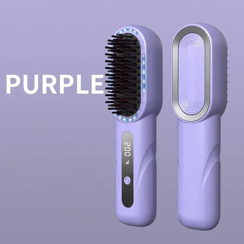Wireless Straight Curling Hair Comb Heating
