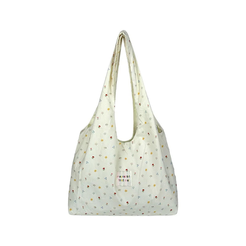Women's Tote Bags Korean Floral Sweet Fashionable Versatile Canvas Bags