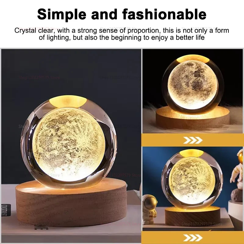 Creative Glowing Crystal Ball Desktop Ornament Starry Sky Light