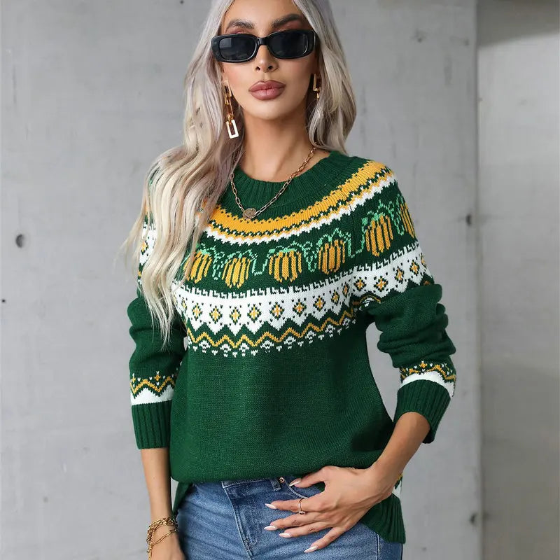 Women Casual Sweaters Christmas Knitwear Tops Female Long Sleeve