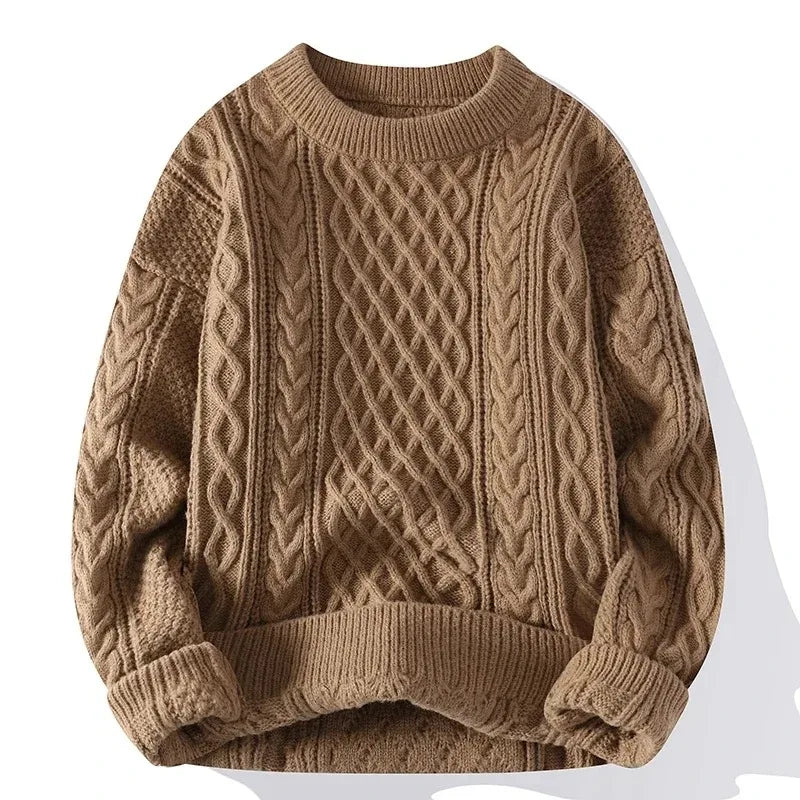 Men's Autumn Winter Round Neck Red Sweater Man Loose Casual Knitted Top