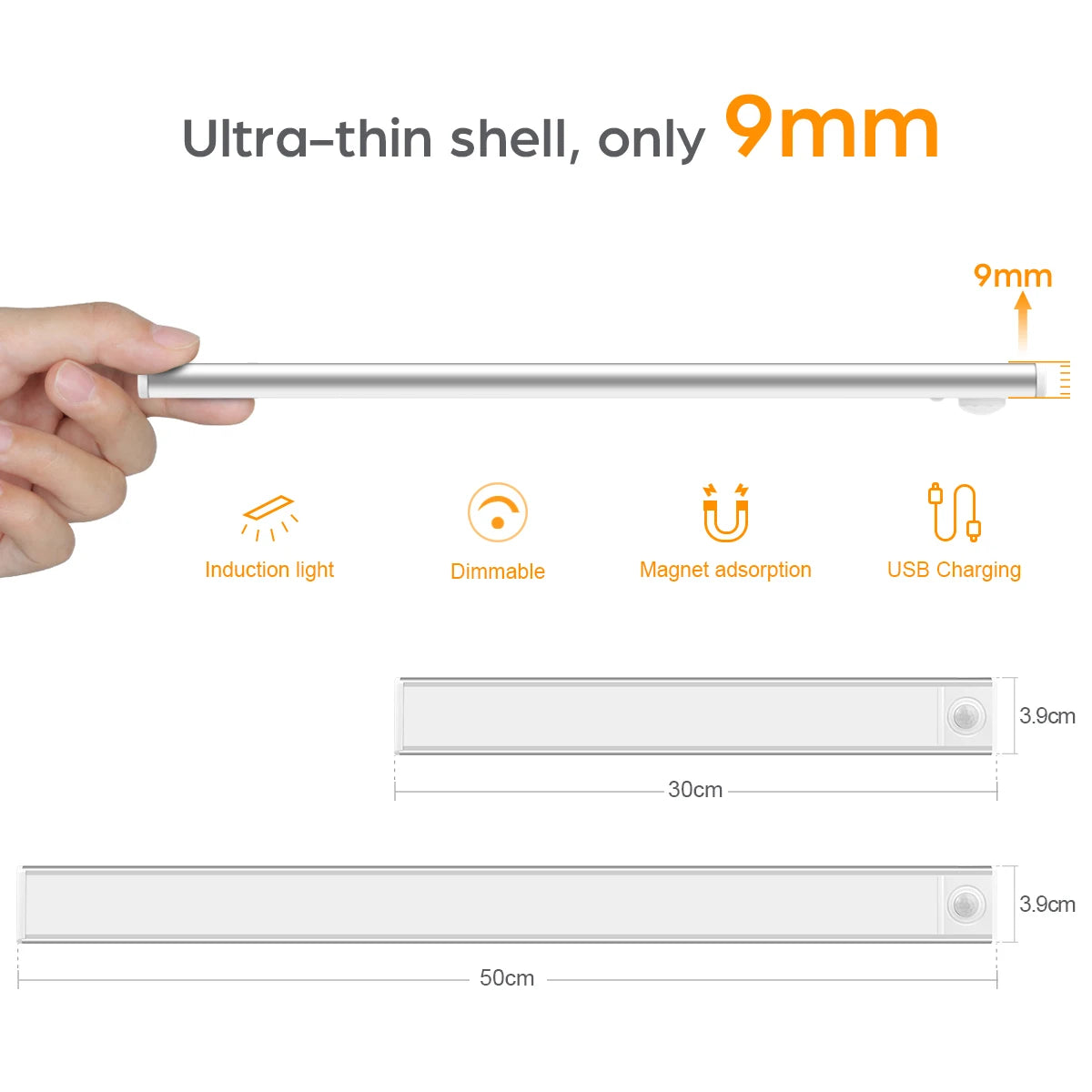LED Aluminum Cabinet Lamp 3 Color Rechargeable Battery