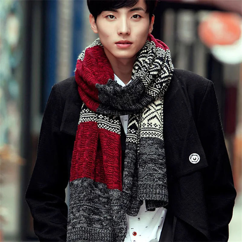 Winter Men Knitted Scarf Fashion Men's Scarves Warm Neckerchief Face Protection