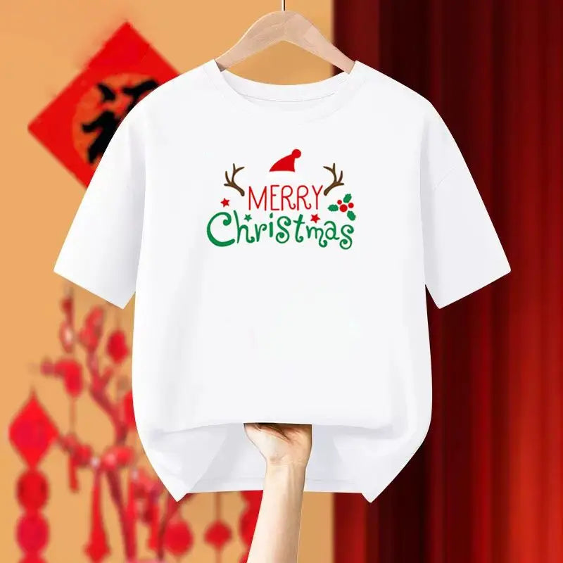 Women Clothing Fashion Christmas Elk Pure Cotton T-shirt Spring Summer Casual