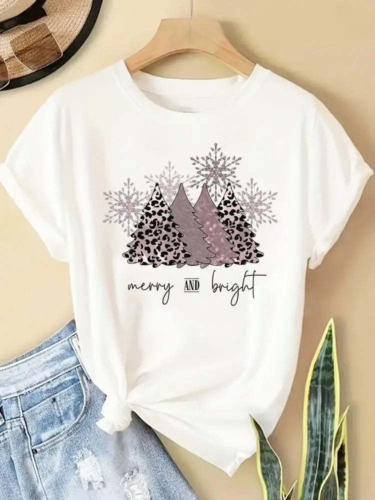 New Year Women Merry Christmas Clothes Top Tees Holiday
