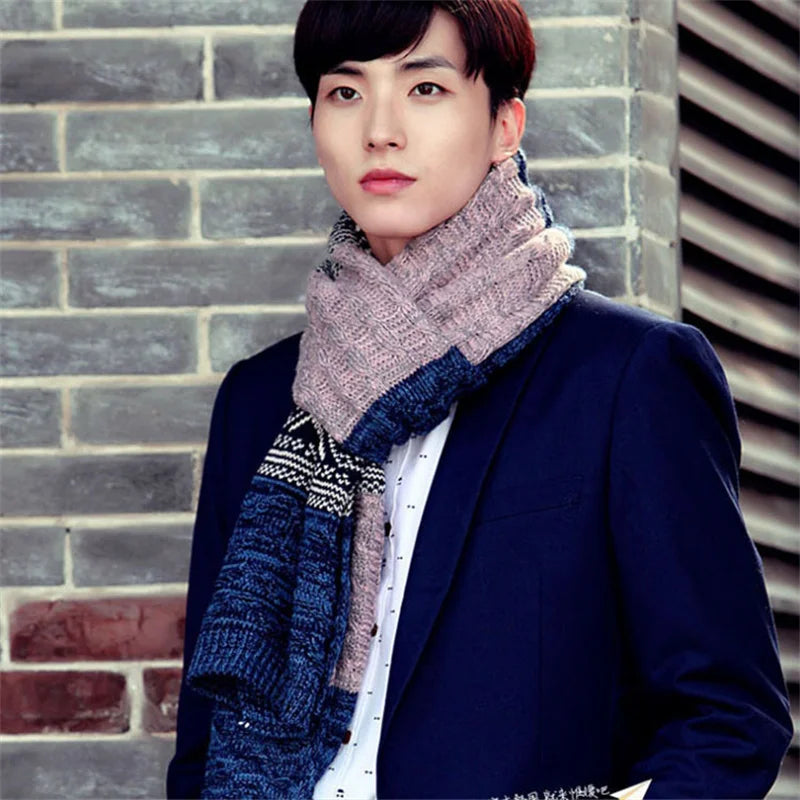 Winter Men Knitted Scarf Fashion Men's Scarves Warm Neckerchief Face Protection