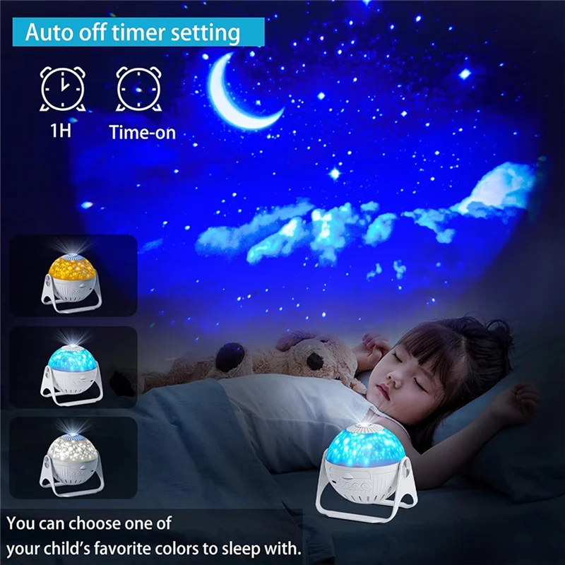 ABKW-Starry Night Light Projector For Kids 360° LED Projector Lamp